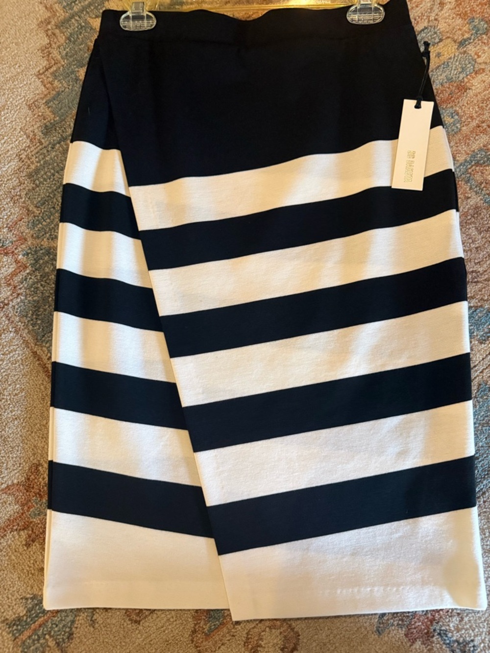 BB Dakota Black and White Striped Pencil Skirt